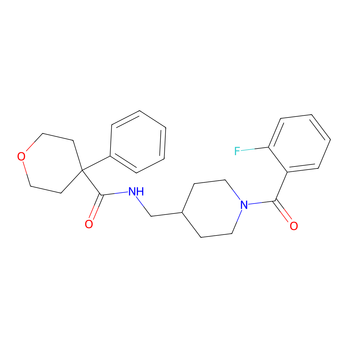 N-((1-(2-fluorobenzoyl)piperidin-4-yl)methyl)-4-phenyltetrahydro-2H-pyran-4-carboxamide molecular structure, CAS 1235348-67-0