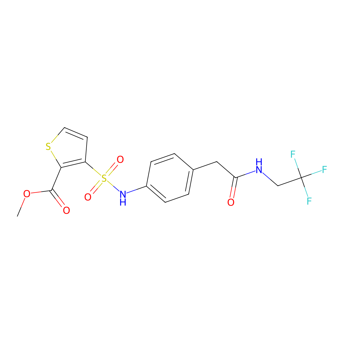 methyl 3-(N-(4-(2-oxo-2-((2,2,2-trifluoroethyl)amino)ethyl)phenyl)sulfamoyl)thiophene-2-carboxylate molecular structure, CAS 1235349-17-3
