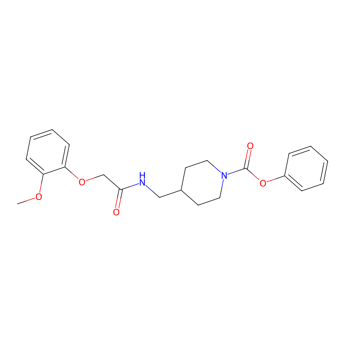Phenyl 4-((2-(2-methoxyphenoxy)acetamido)methyl)piperidine-1-carboxylate molecular structure, CAS 1235349-50-4