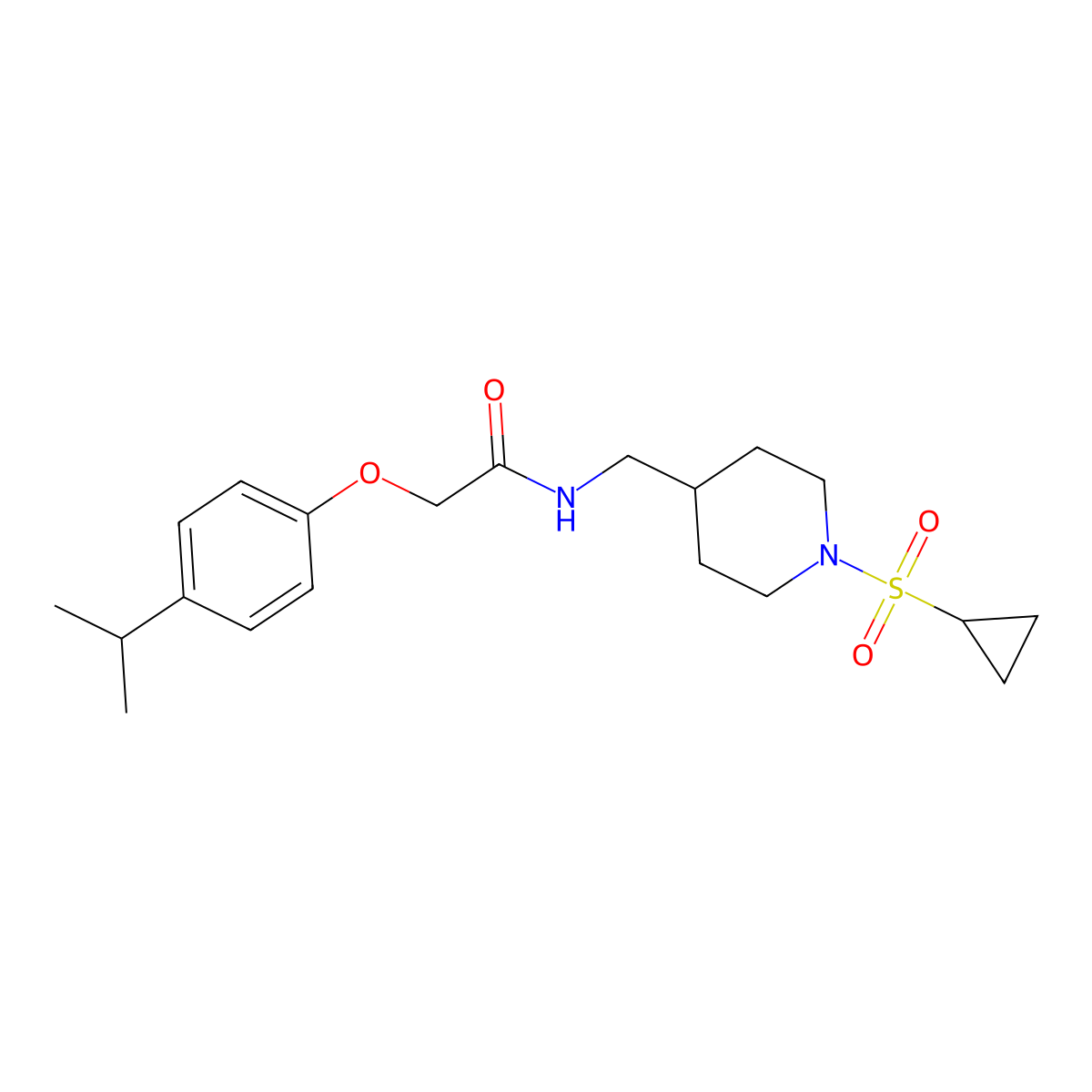 N-((1-(cyclopropylsulfonyl)piperidin-4-yl)methyl)-2-(4-isopropylphenoxy)acetamide molecular structure, CAS 1235349-74-2