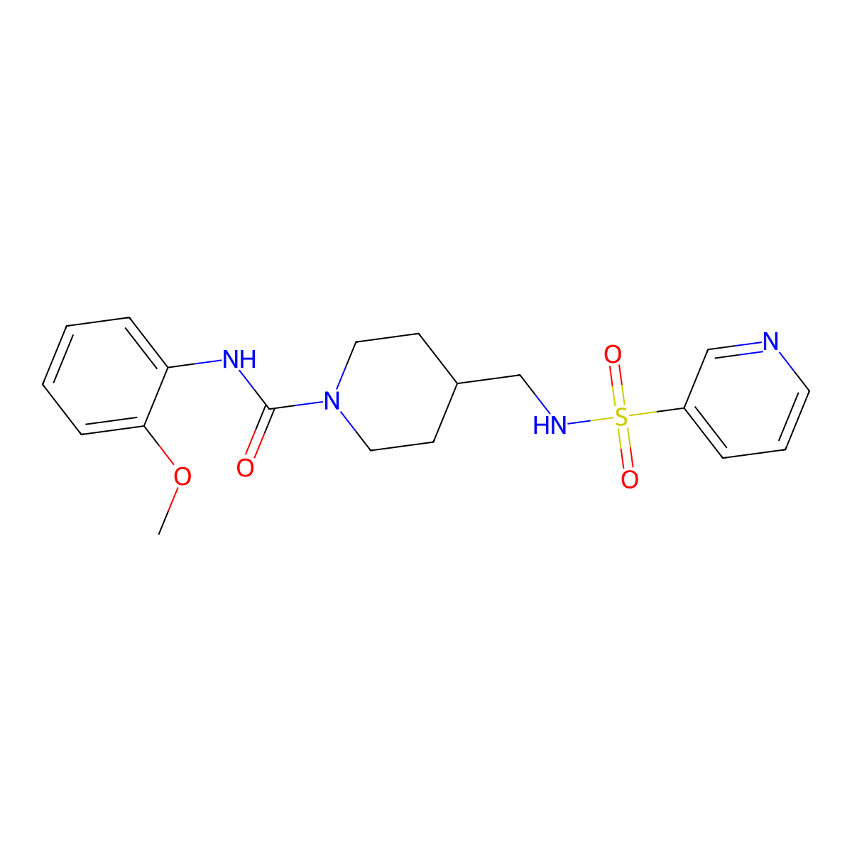N-(2-methoxyphenyl)-4-[(pyridine-3-sulfonamido)methyl]piperidine-1-carboxamide molecular structure, CAS 1235351-09-3