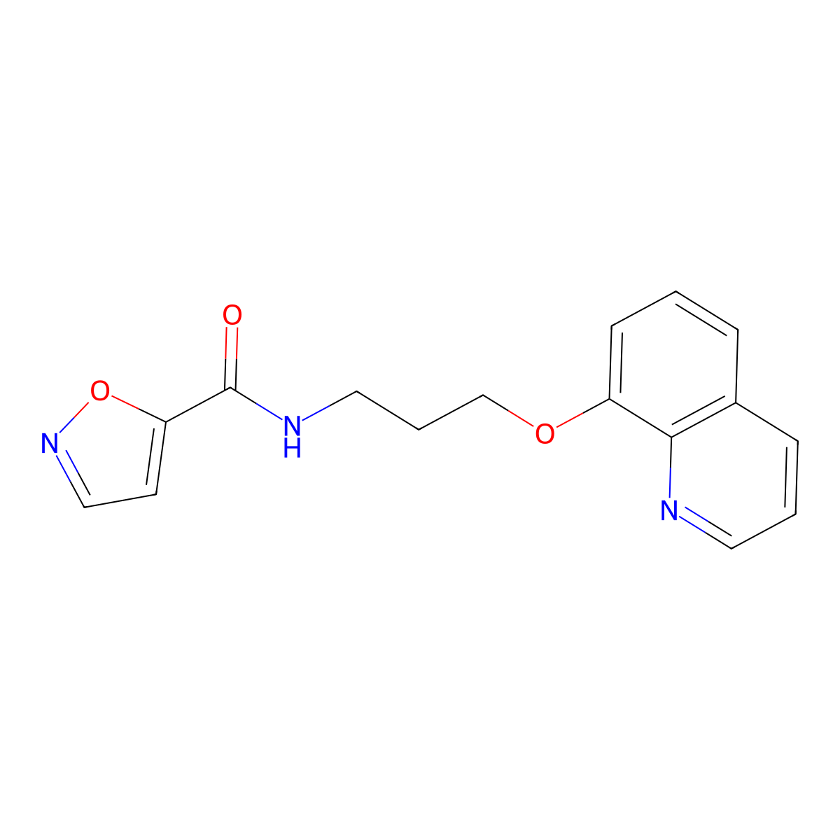N-(3-(quinolin-8-yloxy)propyl)isoxazole-5-carboxamide molecular structure, CAS 1235353-82-8