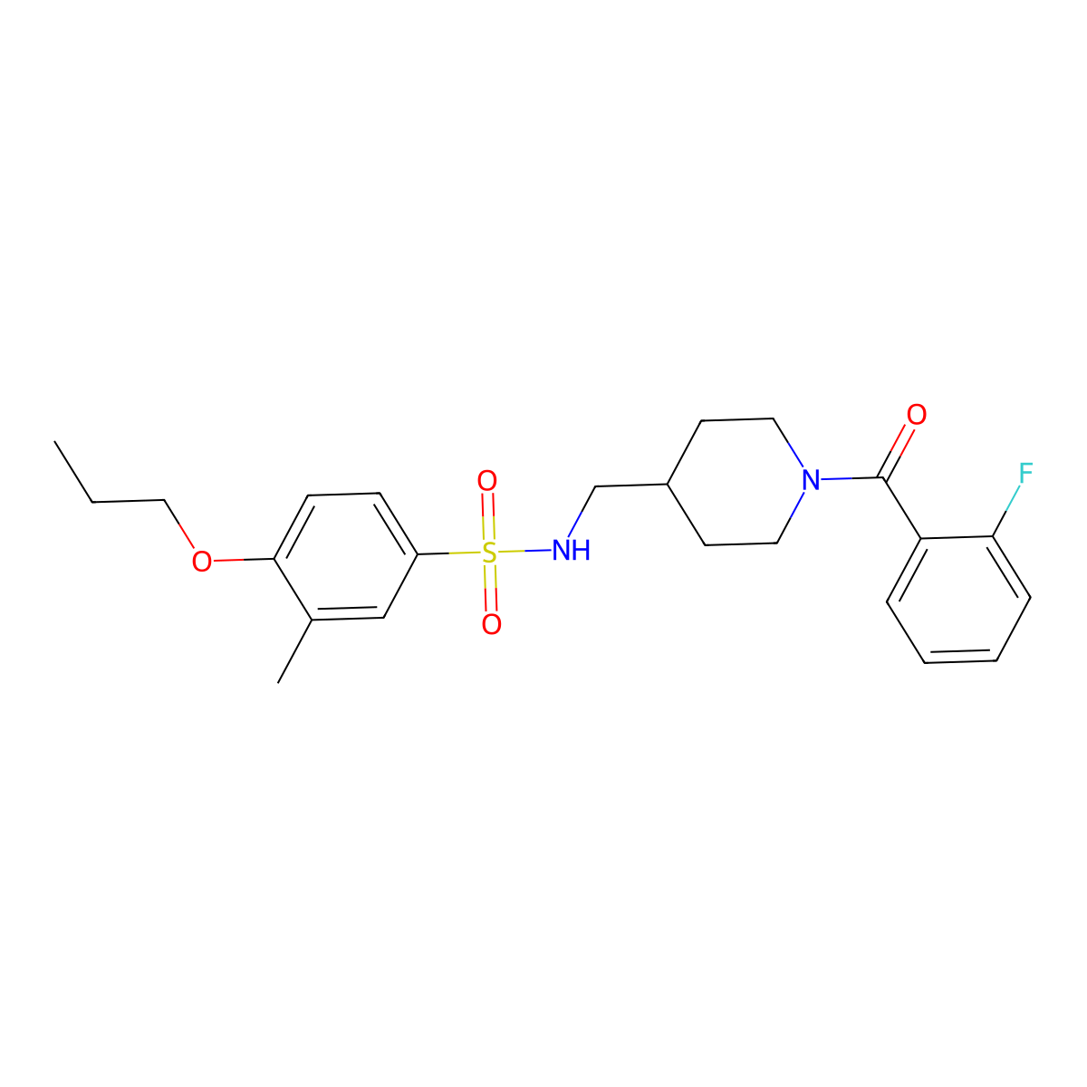 N-((1-(2-fluorobenzoyl)piperidin-4-yl)methyl)-3-methyl-4-propoxybenzenesulfonamide molecular structure, CAS 1235354-43-4