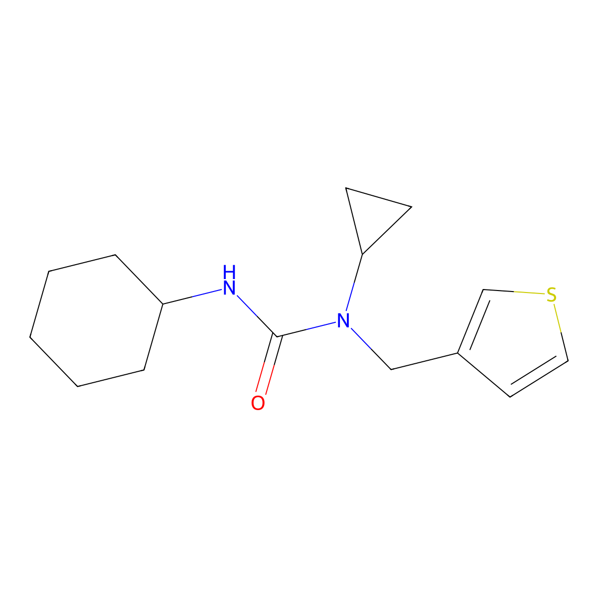 3-Cyclohexyl-1-cyclopropyl-1-(thiophen-3-ylmethyl)urea molecular structure, CAS 1235354-46-7