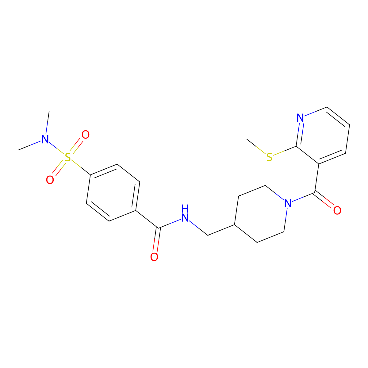 4-(N,N-dimethylsulfamoyl)-N-((1-(2-(methylthio)nicotinoyl)piperidin-4-yl)methyl)benzamide molecular structure, CAS 1235354-69-4