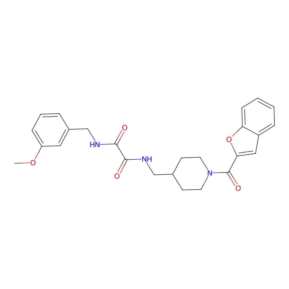 N1-((1-(benzofuran-2-carbonyl)piperidin-4-yl)methyl)-N2-(3-methoxybenzyl)oxalamide molecular structure, CAS 1235354-77-4