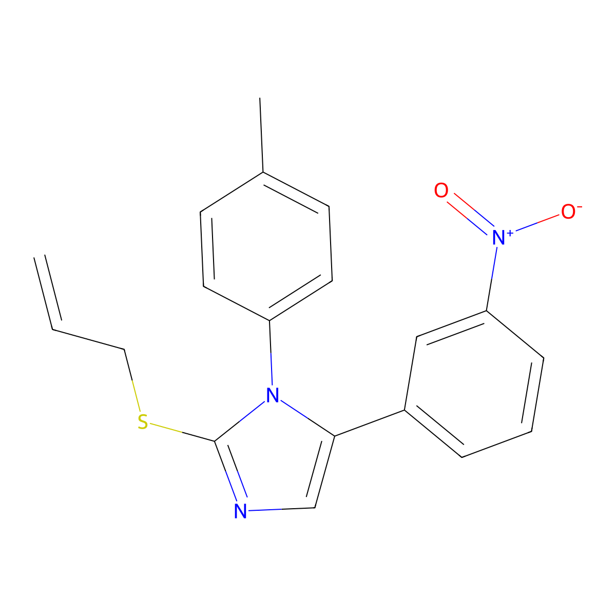 2-(allylthio)-5-(3-nitrophenyl)-1-(p-tolyl)-1H-imidazole molecular structure, CAS 1235355-00-6