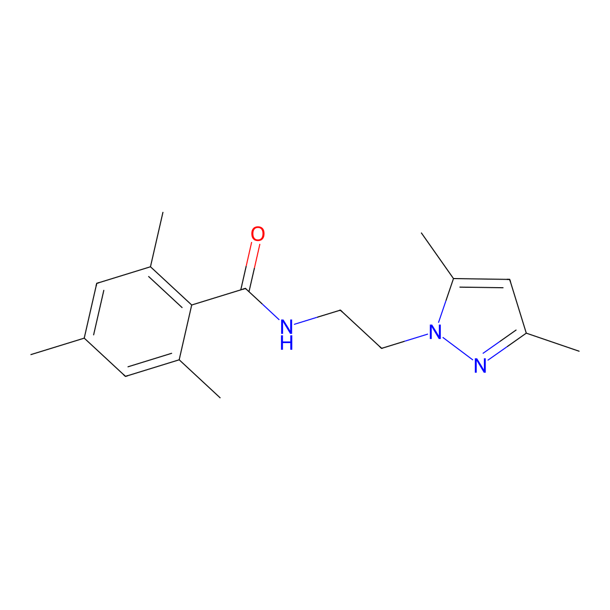 N-[2-(3,5-dimethyl-1H-pyrazol-1-yl)ethyl]-2,4,6-trimethylbenzamide molecular structure, CAS 1235355-89-1