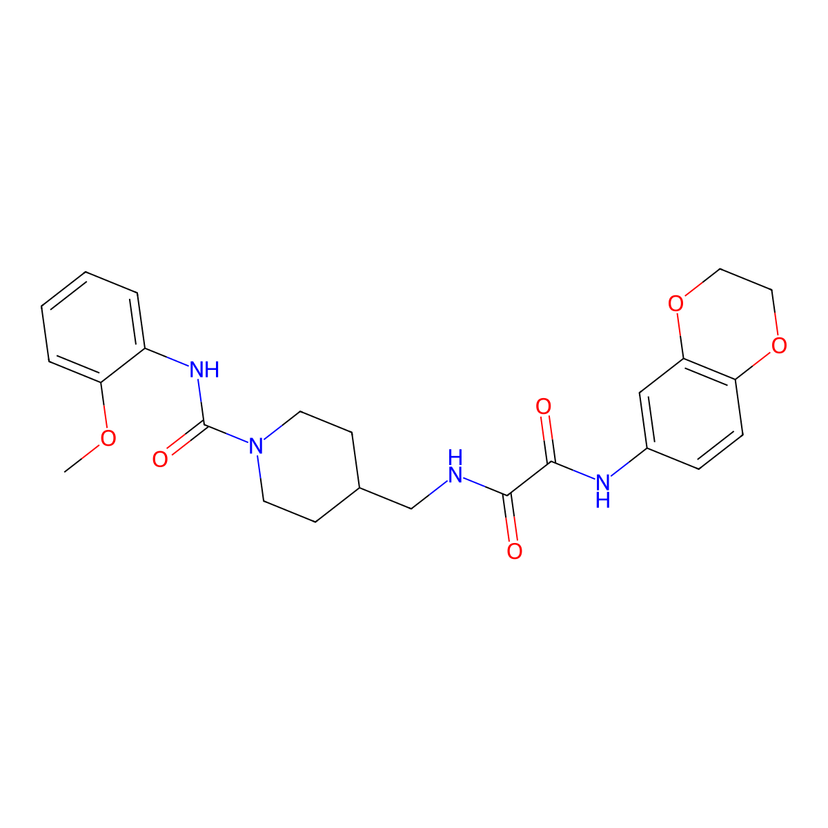 N1-(2,3-dihydrobenzo[b][1,4]dioxin-6-yl)-N2-((1-((2-methoxyphenyl)carbamoyl)piperidin-4-yl)methyl)oxalamide molecular structure, CAS 1235356-68-9