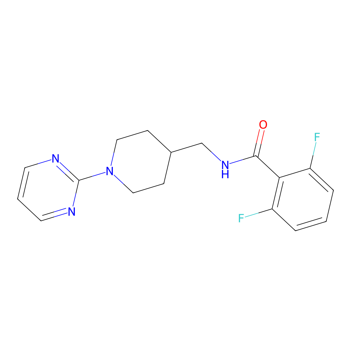 2,6-difluoro-N-{[1-(pyrimidin-2-yl)piperidin-4-yl]methyl}benzamide molecular structure, CAS 1235357-47-7
