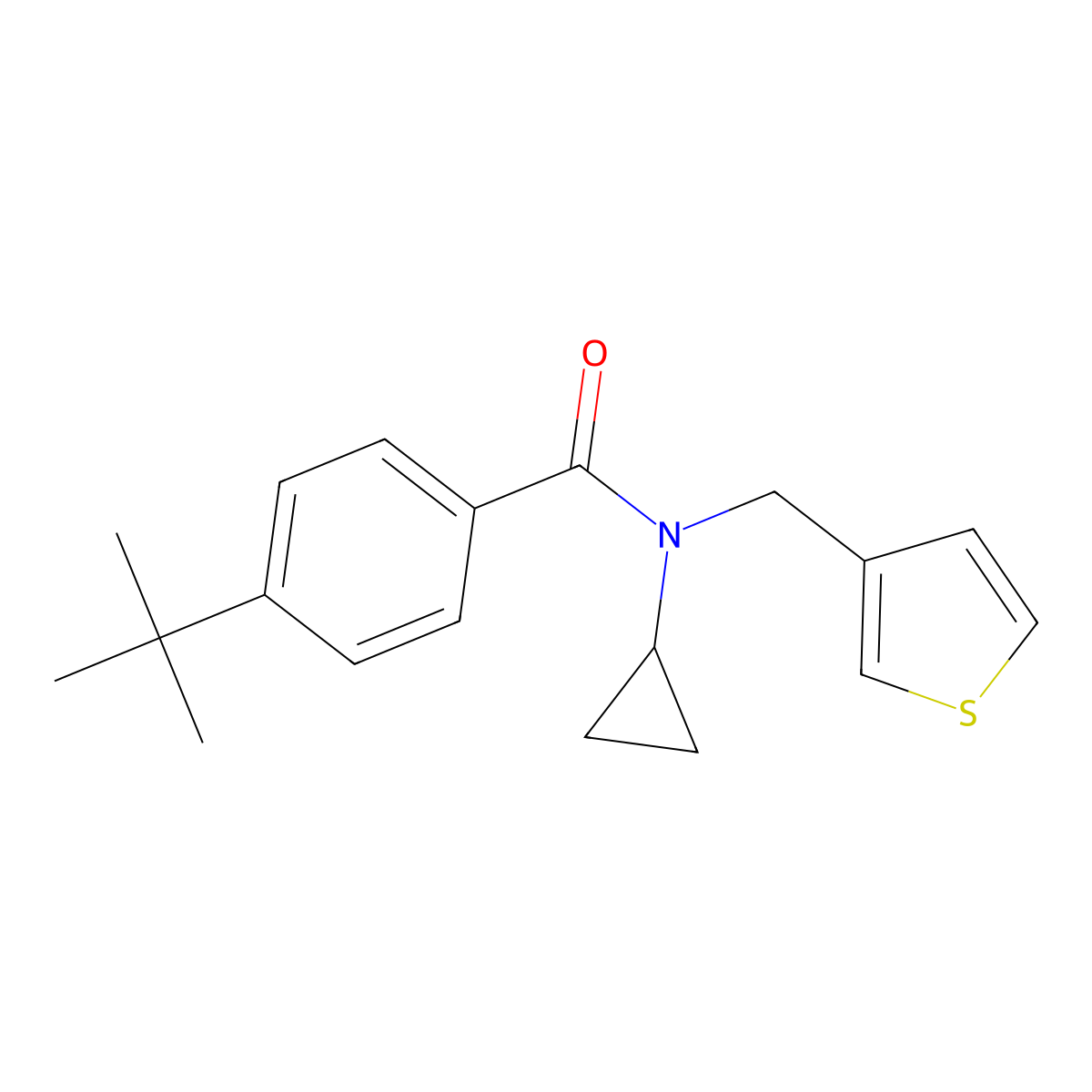 4-(tert-butyl)-N-cyclopropyl-N-(thiophen-3-ylmethyl)benzamide molecular structure, CAS 1235357-67-1