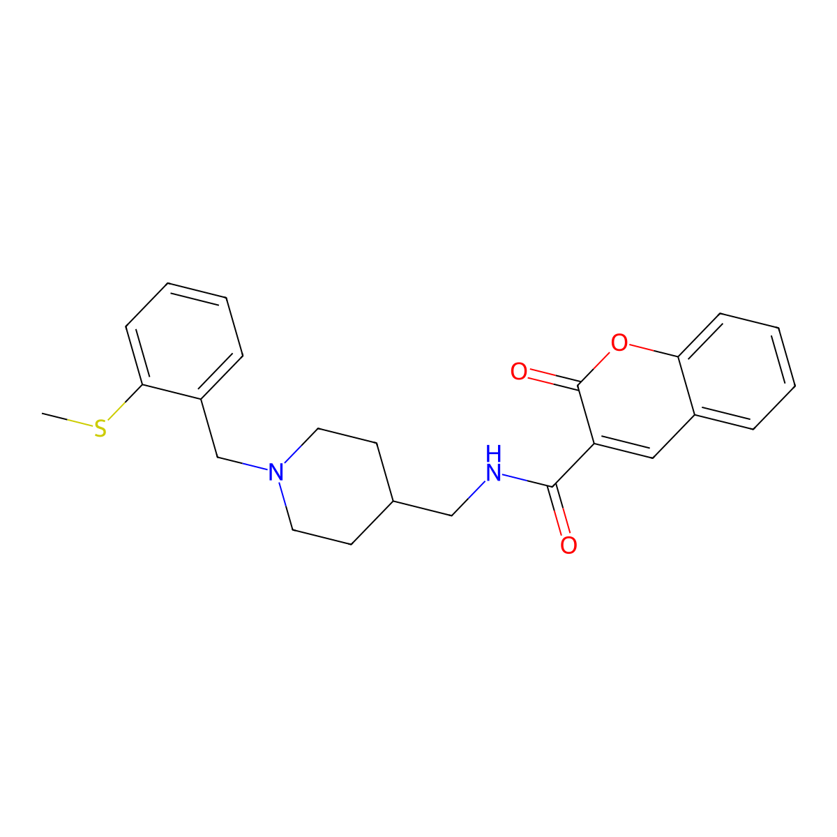 N-((1-(2-(methylthio)benzyl)piperidin-4-yl)methyl)-2-oxo-2H-chromene-3-carboxamide molecular structure, CAS 1235357-92-2