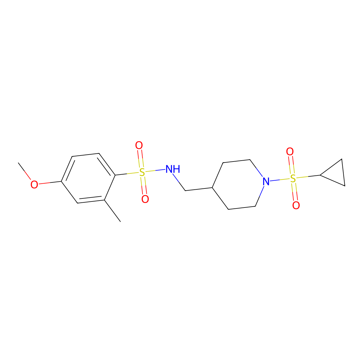 N-((1-(cyclopropylsulfonyl)piperidin-4-yl)methyl)-4-methoxy-2-methylbenzenesulfonamide molecular structure, CAS 1235358-39-0
