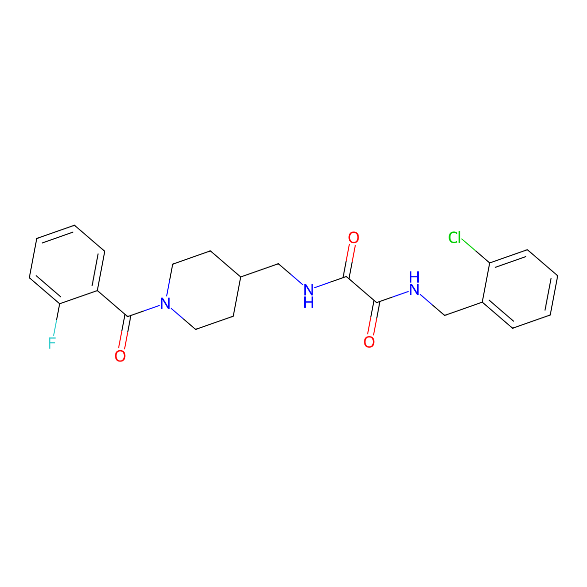 N1-(2-chlorobenzyl)-N2-((1-(2-fluorobenzoyl)piperidin-4-yl)methyl)oxalamide molecular structure, CAS 1235358-86-7