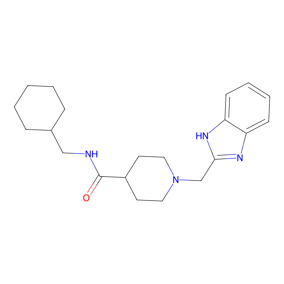 1-((1H-benzo[d]imidazol-2-yl)methyl)-N-(cyclohexylmethyl)piperidine-4-carboxamide molecular structure, CAS 1235359-36-0