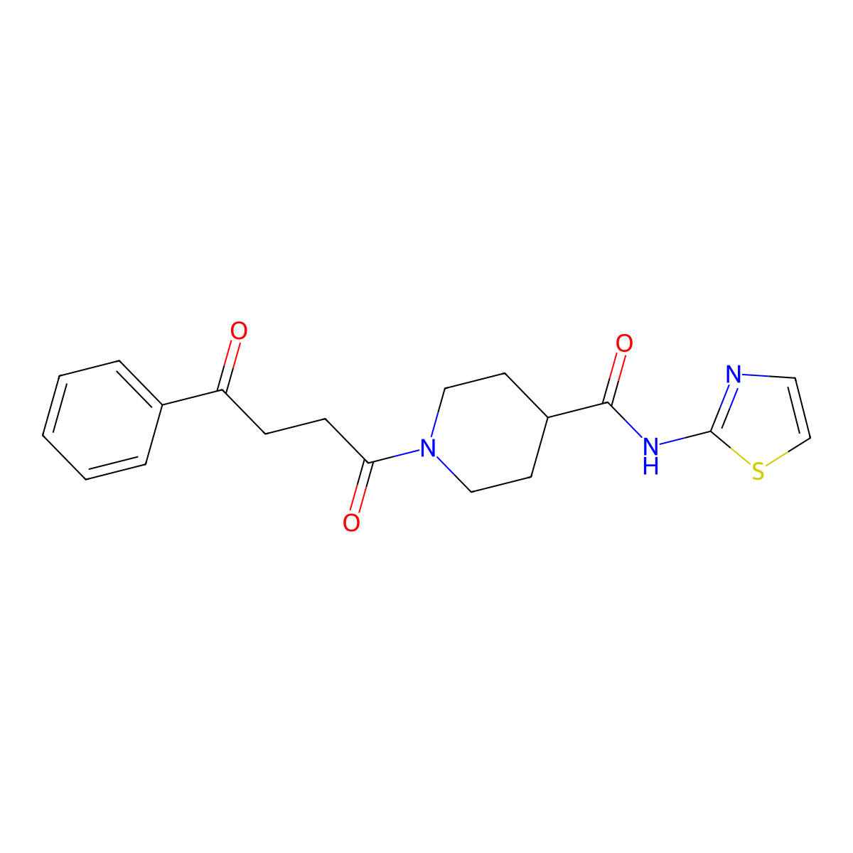 1-(4-oxo-4-phenylbutanoyl)-N-(thiazol-2-yl)piperidine-4-carboxamide molecular structure, CAS 1235359-51-9