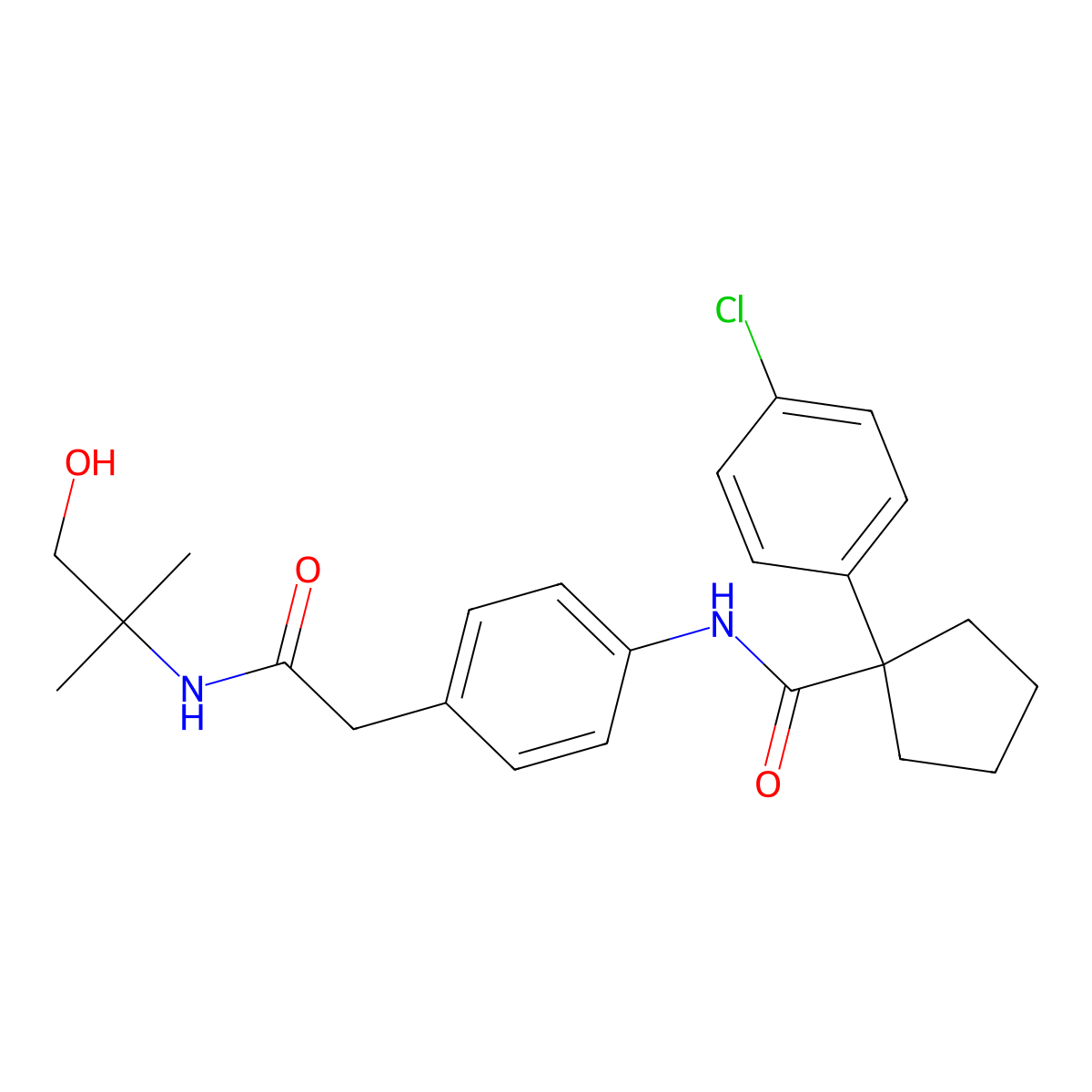 1-(4-chlorophenyl)-N-(4-(2-((1-hydroxy-2-methylpropan-2-yl)amino)-2-oxoethyl)phenyl)cyclopentanecarboxamide molecular structure, CAS 1235359-73-5