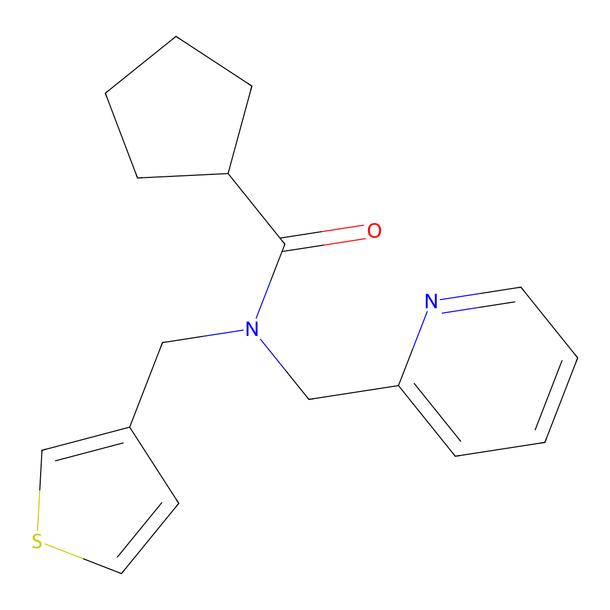 N-(pyridin-2-ylmethyl)-N-(thiophen-3-ylmethyl)cyclopentanecarboxamide molecular structure, CAS 1235359-78-0