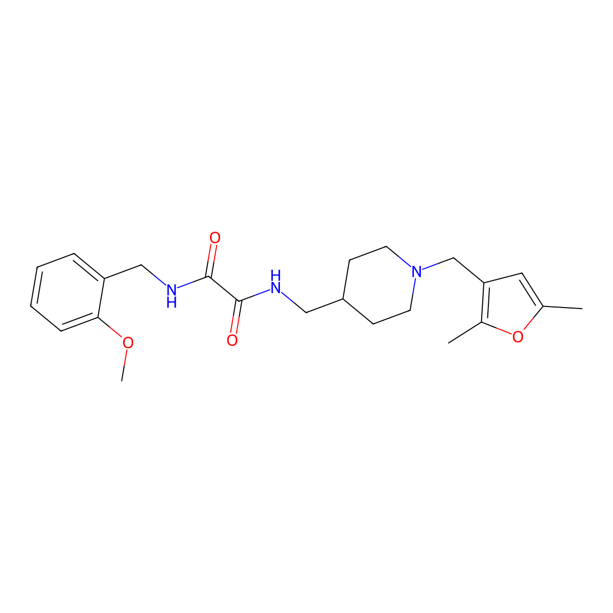 N1-((1-((2,5-dimethylfuran-3-yl)methyl)piperidin-4-yl)methyl)-N2-(2-methoxybenzyl)oxalamide molecular structure, CAS 1235359-92-8