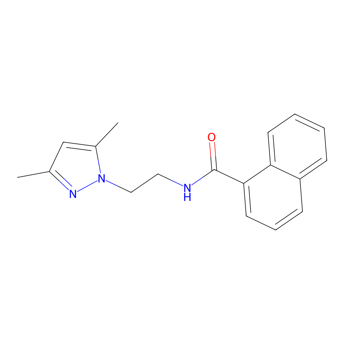 N-(2-(3,5-dimethyl-1H-pyrazol-1-yl)ethyl)-1-naphthamide molecular structure, CAS 1235360-84-5