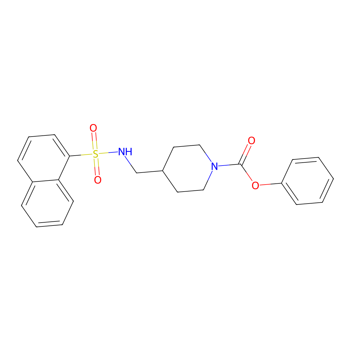 Phenyl 4-[(naphthalene-1-sulfonamido)methyl]piperidine-1-carboxylate molecular structure, CAS 1235360-90-3