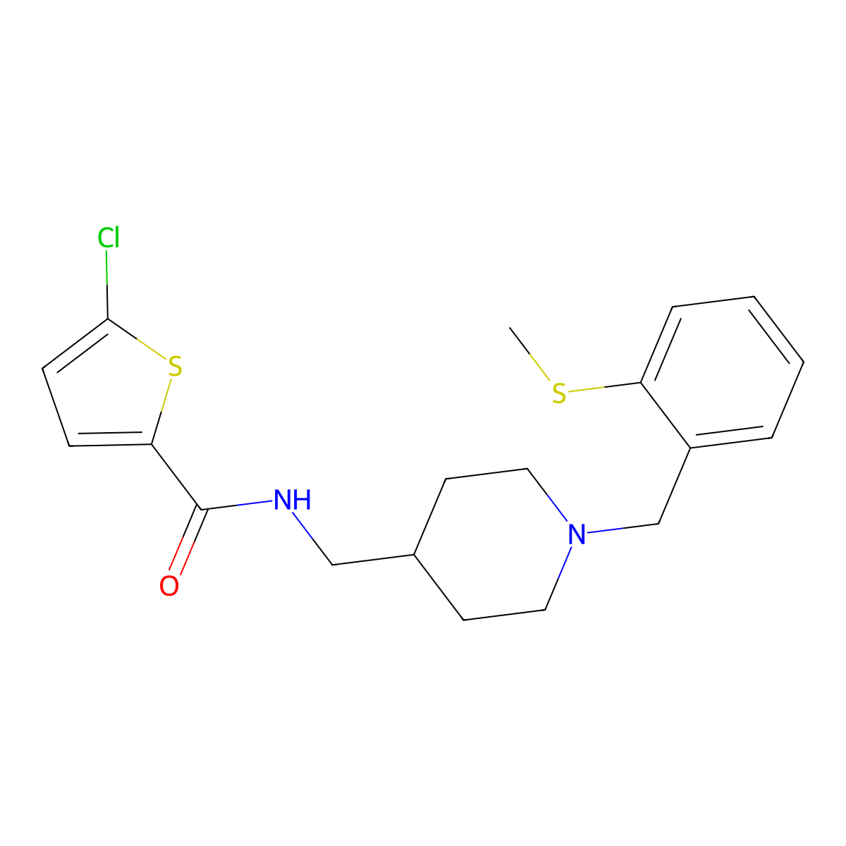 5-chloro-N-((1-(2-(methylthio)benzyl)piperidin-4-yl)methyl)thiophene-2-carboxamide molecular structure, CAS 1235362-25-0