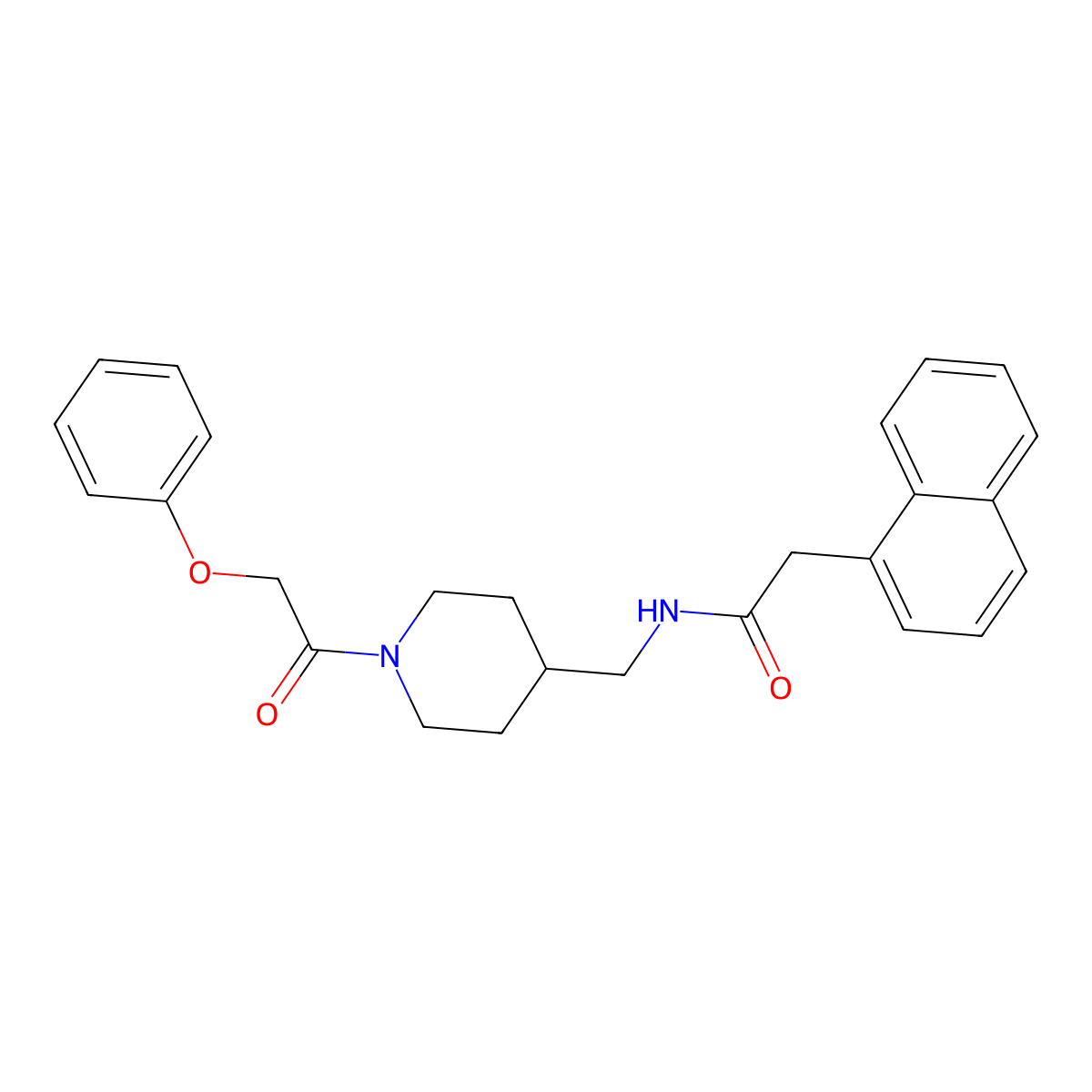 2-(naphthalen-1-yl)-N-((1-(2-phenoxyacetyl)piperidin-4-yl)methyl)acetamide molecular structure, CAS 1235363-19-5