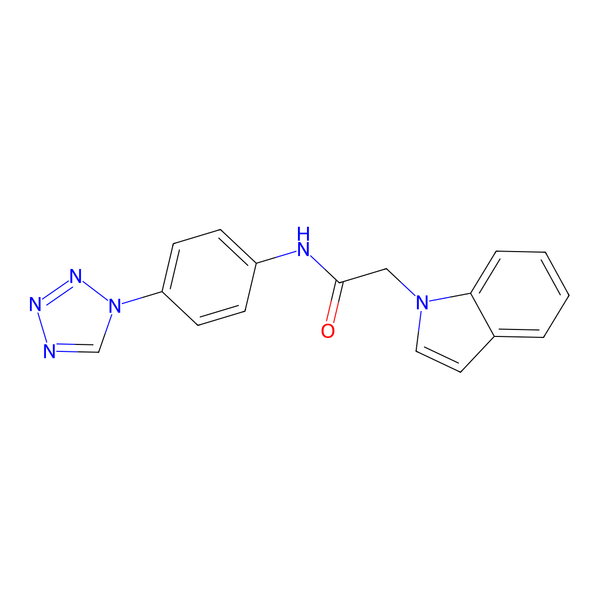 N-(4-(1H-tetrazol-1-yl)phenyl)-2-(1H-indol-1-yl)acetamide molecular structure, CAS 1235365-42-0