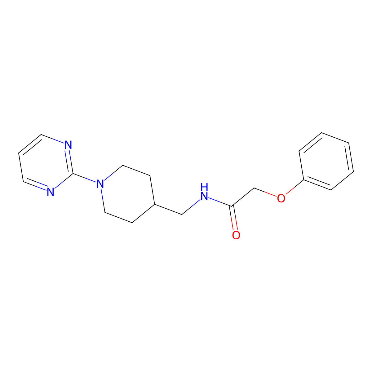 2-phenoxy-N-{[1-(pyrimidin-2-yl)piperidin-4-yl]methyl}acetamide molecular structure, CAS 1235370-46-3