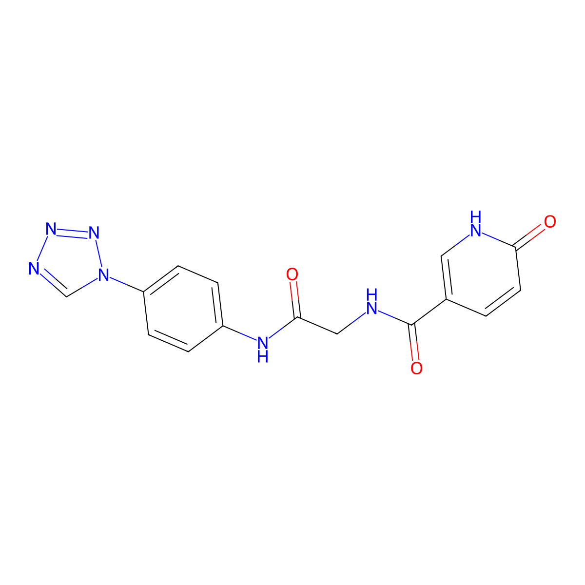N-(2-((4-(1H-tetrazol-1-yl)phenyl)amino)-2-oxoethyl)-6-oxo-1,6-dihydropyridine-3-carboxamide molecular structure, CAS 1235371-25-1
