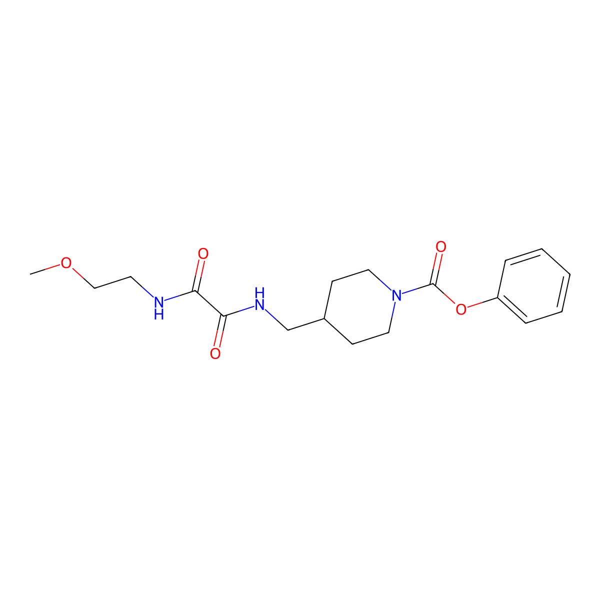 Phenyl 4-((2-((2-methoxyethyl)amino)-2-oxoacetamido)methyl)piperidine-1-carboxylate molecular structure, CAS 1235371-77-3