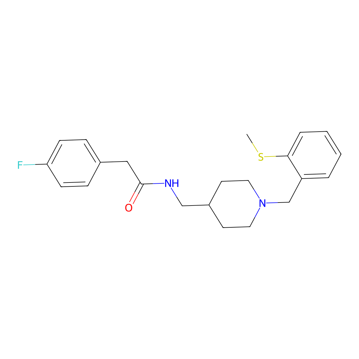 2-(4-fluorophenyl)-N-((1-(2-(methylthio)benzyl)piperidin-4-yl)methyl)acetamide molecular structure, CAS 1235372-26-5