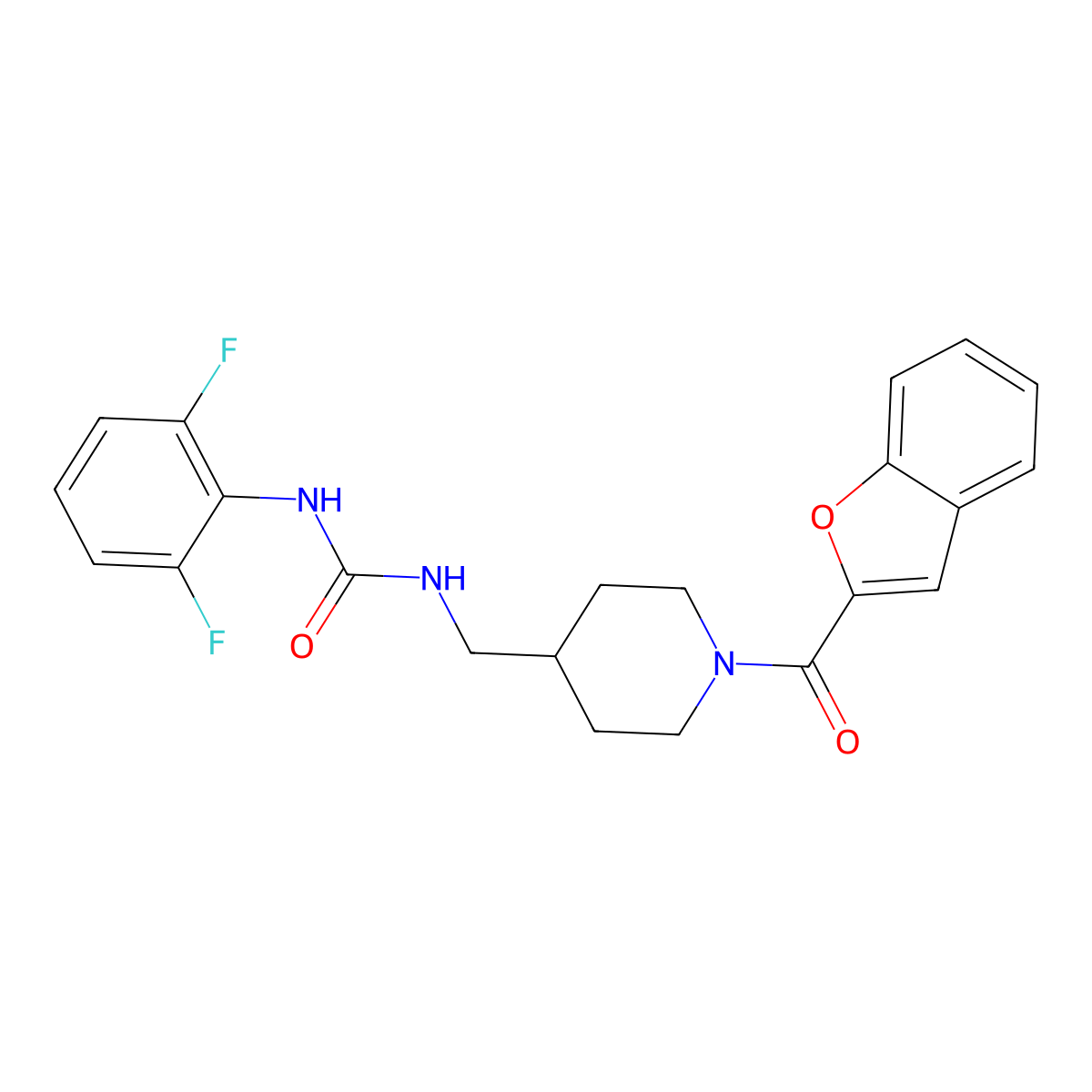 1-((1-(Benzofuran-2-carbonyl)piperidin-4-yl)methyl)-3-(2,6-difluorophenyl)urea molecular structure, CAS 1235372-67-4