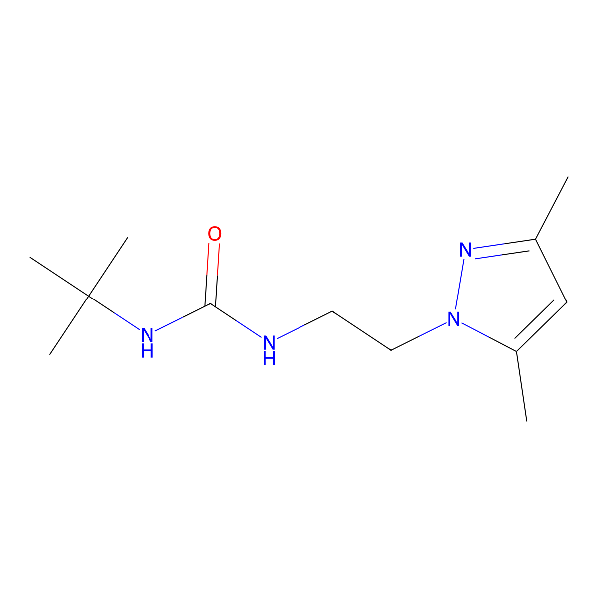 1-(tert-butyl)-3-(2-(3,5-dimethyl-1H-pyrazol-1-yl)ethyl)urea molecular structure, CAS 1235372-90-3