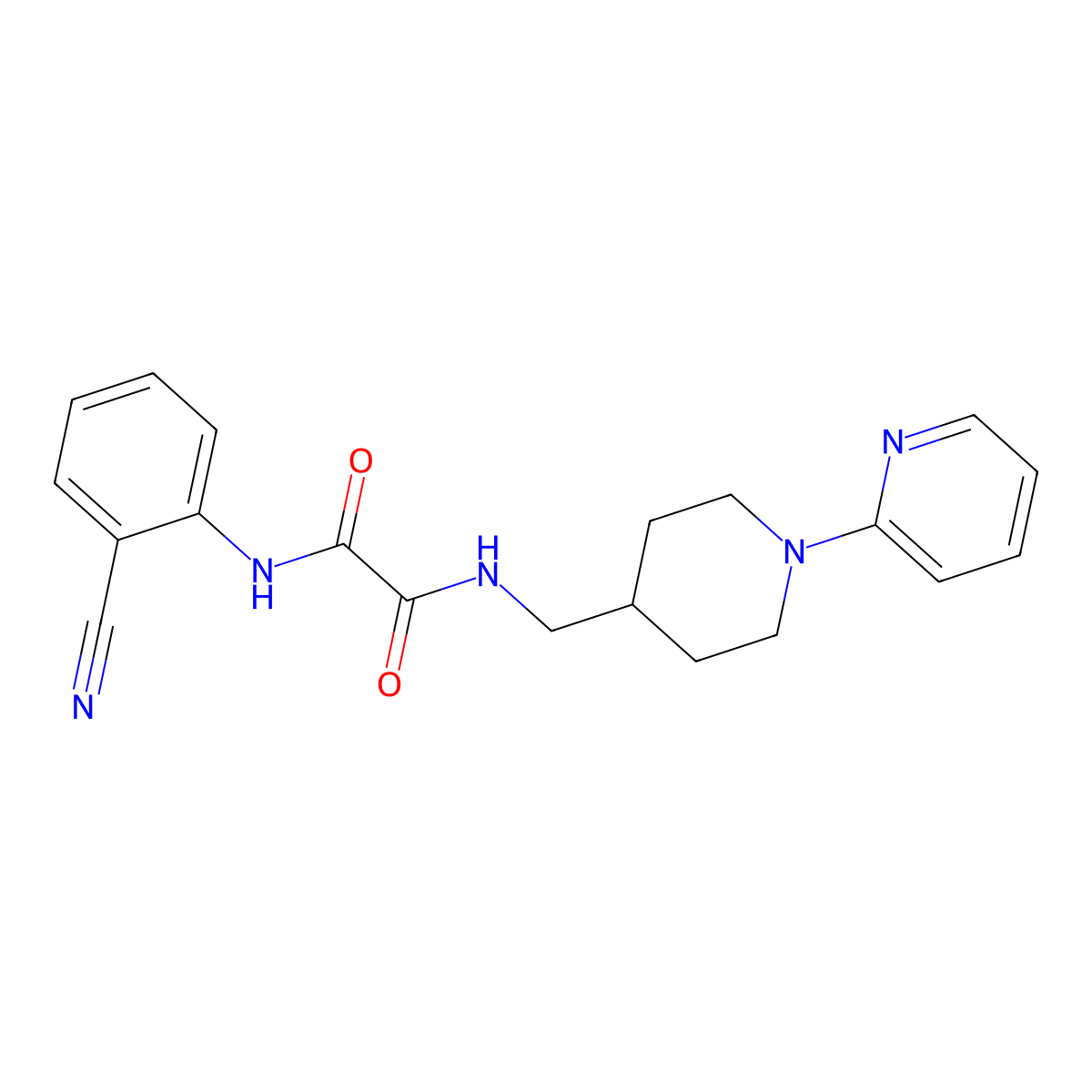 N1-(2-cyanophenyl)-N2-((1-(pyridin-2-yl)piperidin-4-yl)methyl)oxalamide molecular structure, CAS 1235373-08-6