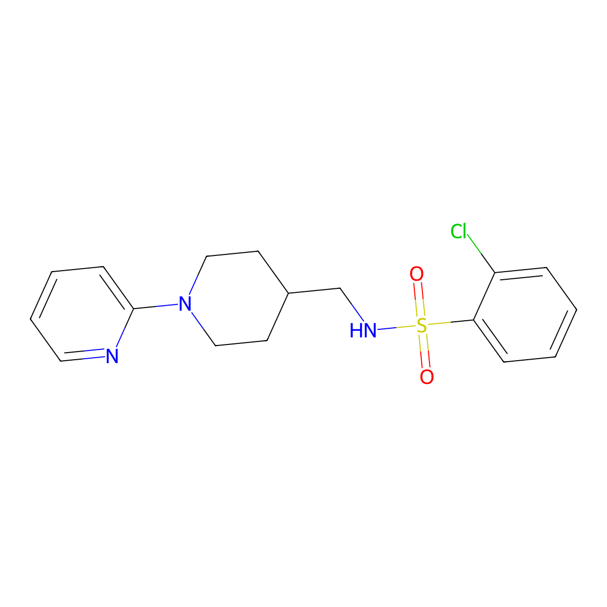 2-chloro-N-((1-(pyridin-2-yl)piperidin-4-yl)methyl)benzenesulfonamide molecular structure, CAS 1235373-99-5