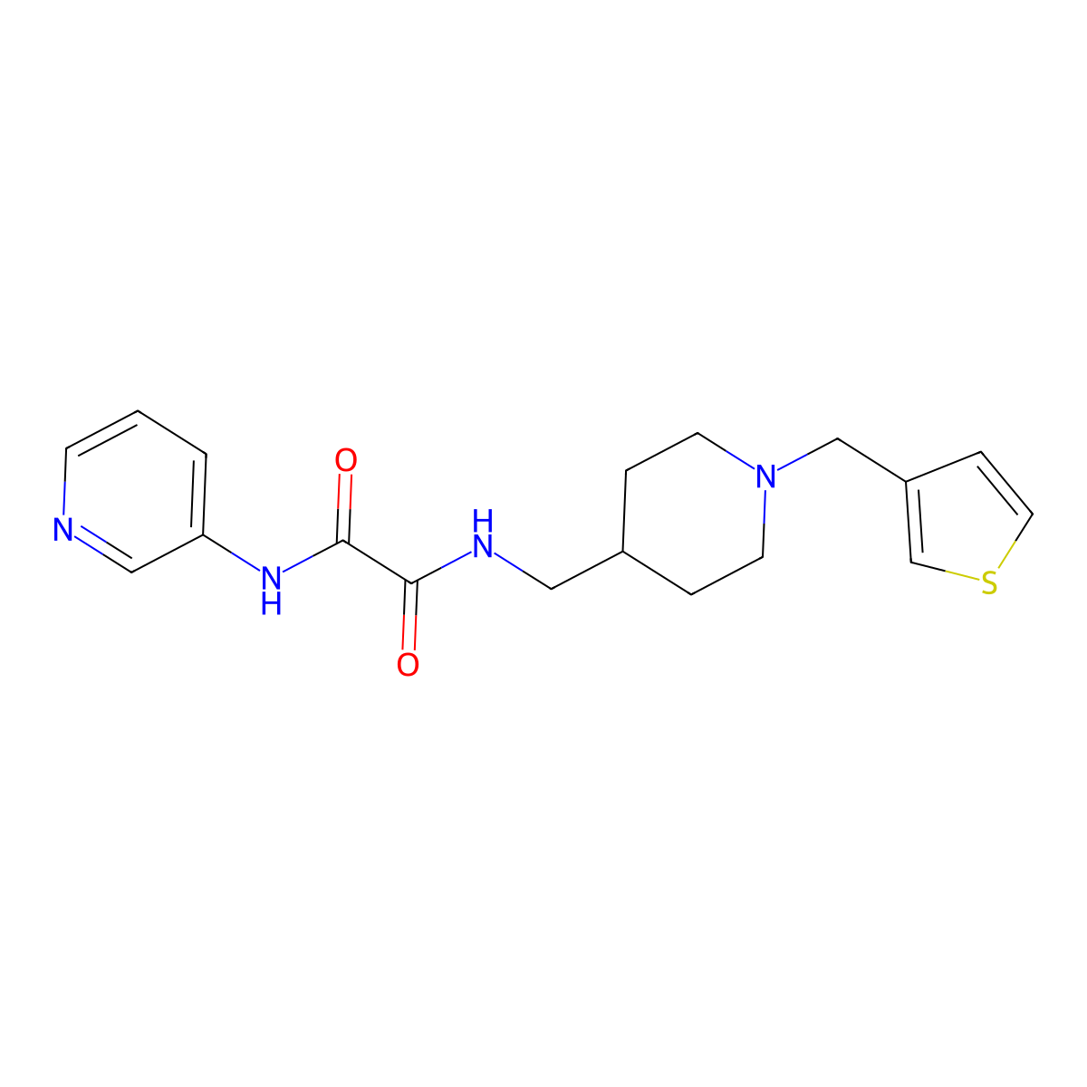 N1-(pyridin-3-yl)-N2-((1-(thiophen-3-ylmethyl)piperidin-4-yl)methyl)oxalamide molecular structure, CAS 1235375-86-6