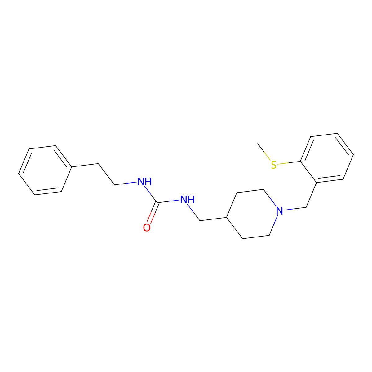 1-((1-(2-(Methylthio)benzyl)piperidin-4-yl)methyl)-3-phenethylurea molecular structure, CAS 1235377-84-0