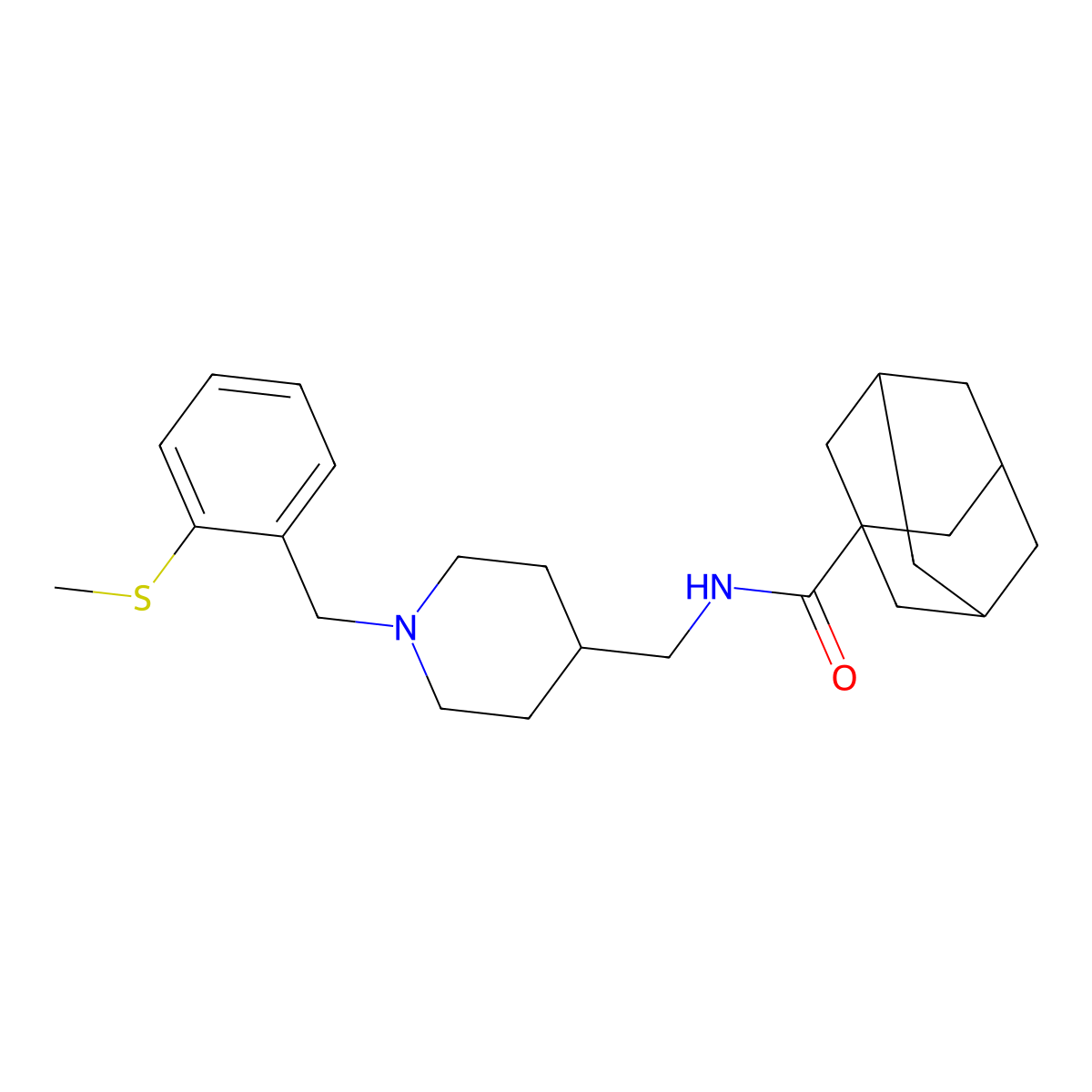 N-[(1-{[2-(methylsulfanyl)phenyl]methyl}piperidin-4-yl)methyl]adamantane-1-carboxamide molecular structure, CAS 1235378-20-7