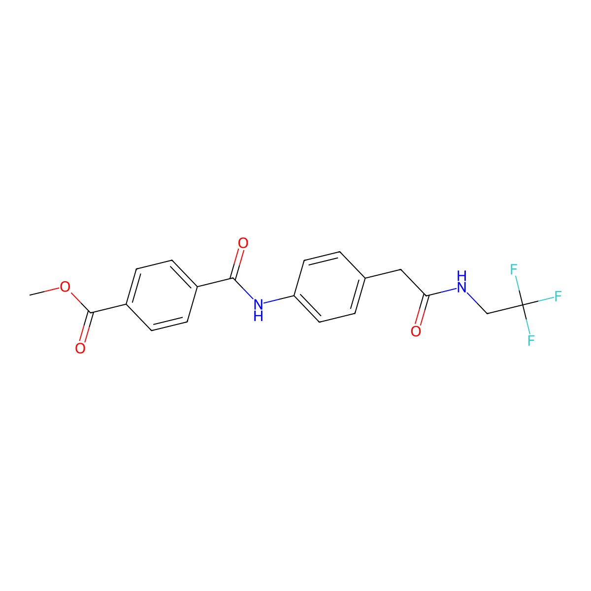 Methyl 4-((4-(2-oxo-2-((2,2,2-trifluoroethyl)amino)ethyl)phenyl)carbamoyl)benzoate molecular structure, CAS 1235379-60-8