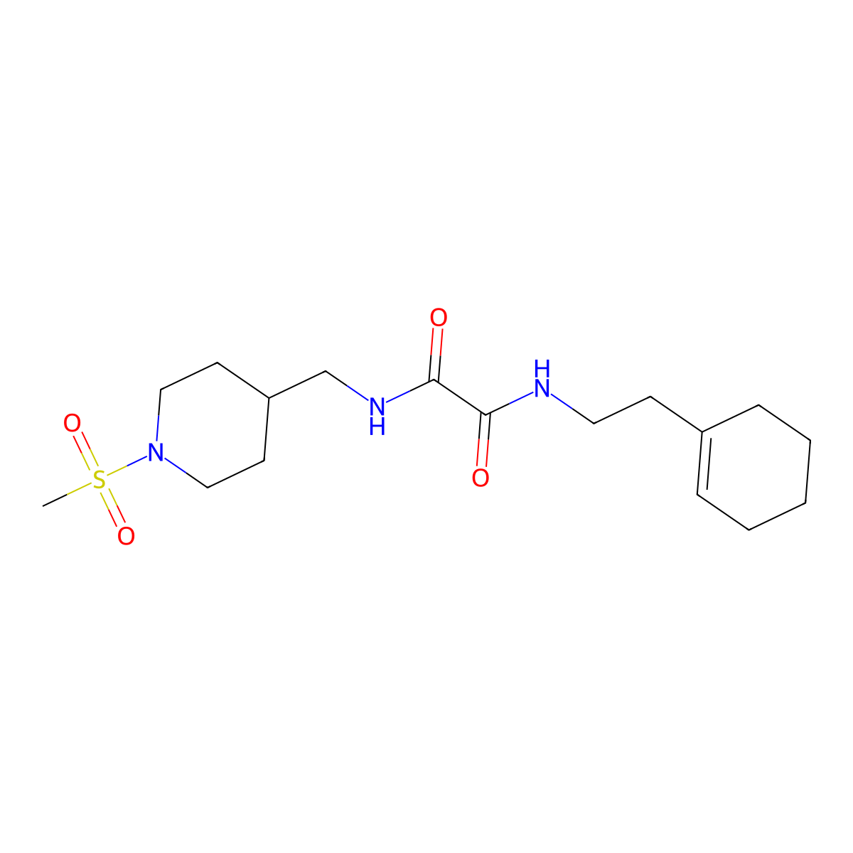 N1-(2-(cyclohex-1-en-1-yl)ethyl)-N2-((1-(methylsulfonyl)piperidin-4-yl)methyl)oxalamide molecular structure, CAS 1235380-51-4