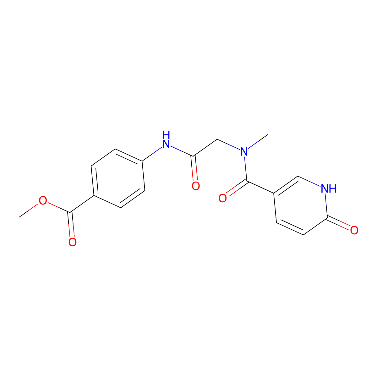 methyl 4-(2-(N-methyl-6-oxo-1,6-dihydropyridine-3-carboxamido)acetamido)benzoate molecular structure, CAS 1235380-95-6