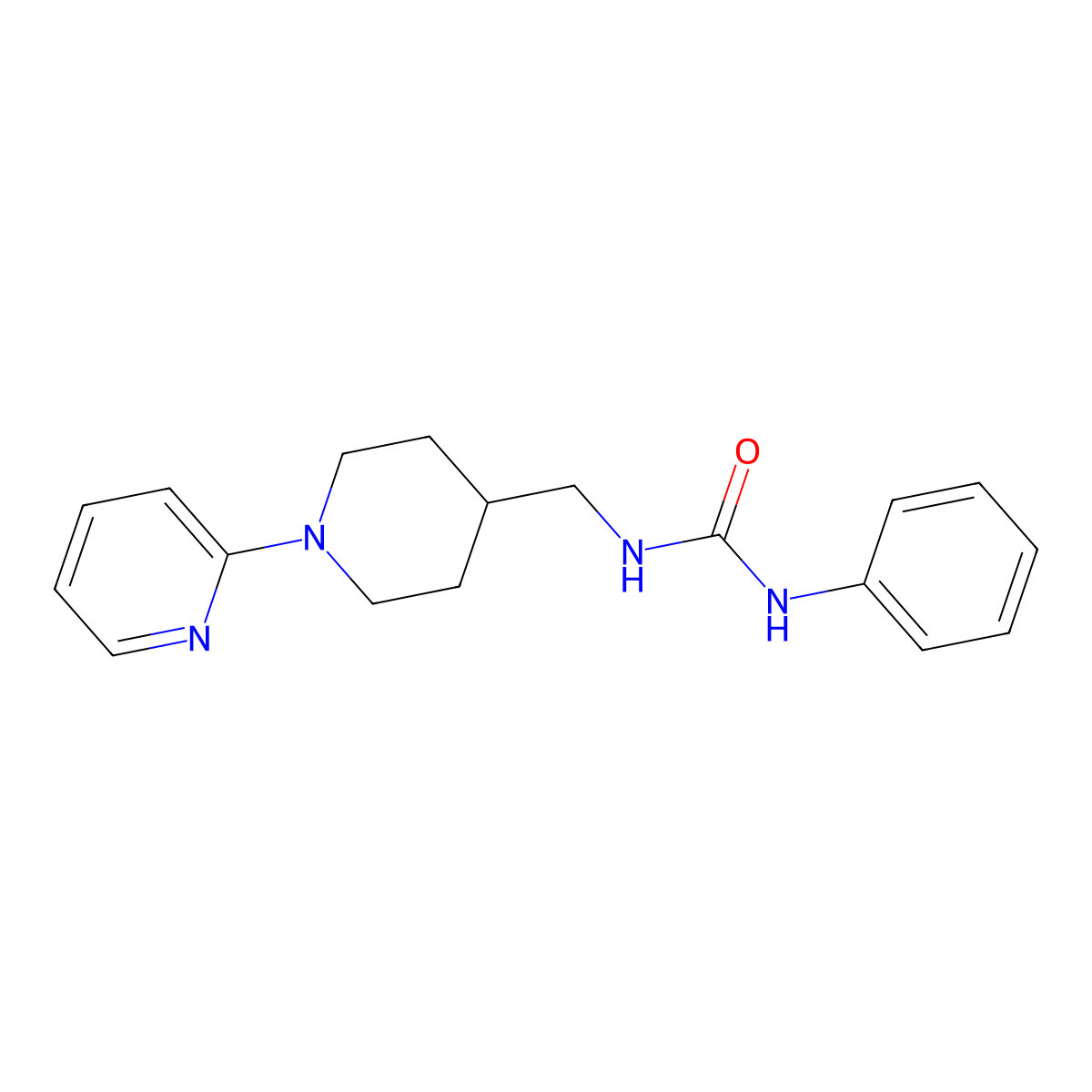 1-Phenyl-3-{[1-(pyridin-2-yl)piperidin-4-yl]methyl}urea molecular structure, CAS 1235382-31-6