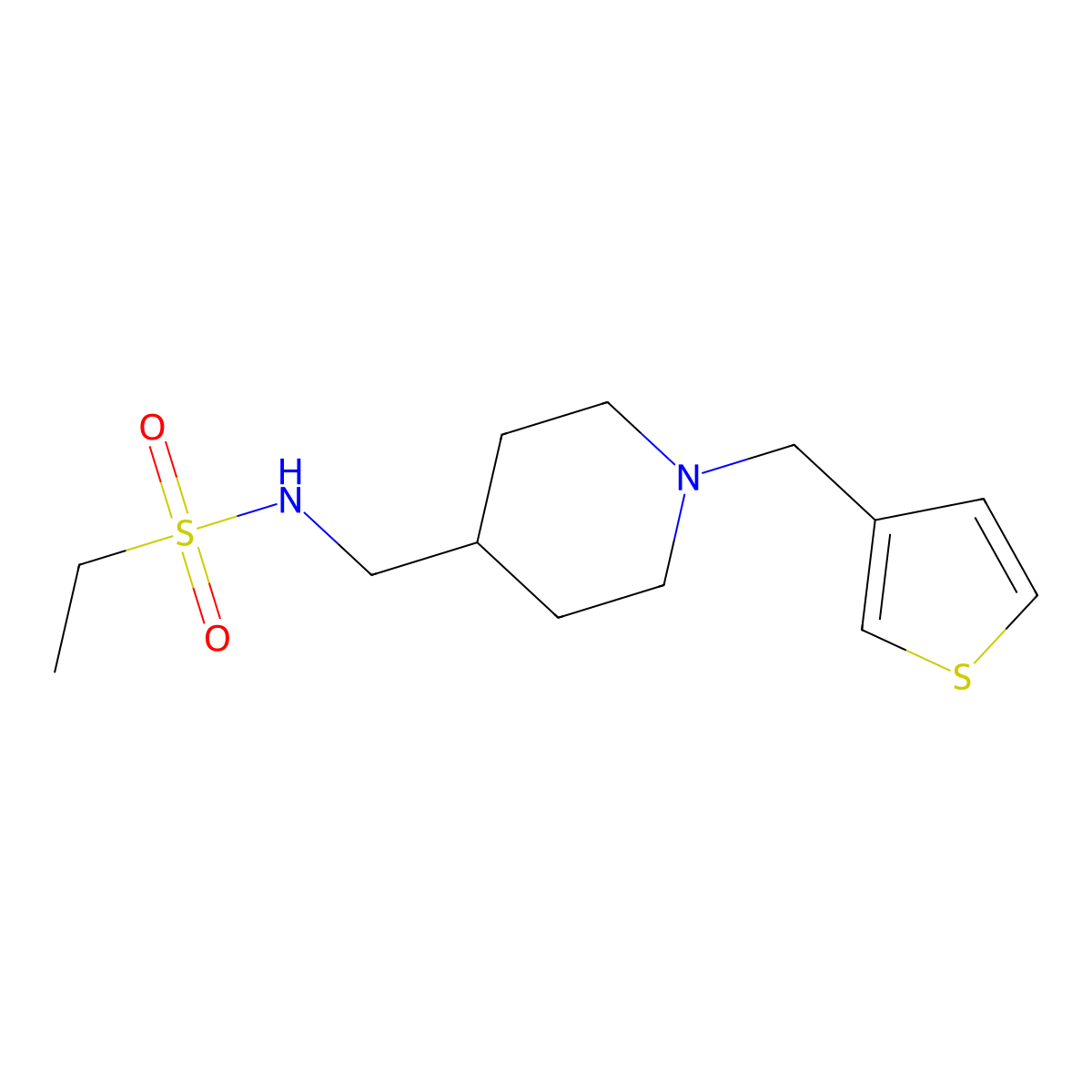 N-({1-[(thiophen-3-yl)methyl]piperidin-4-yl}methyl)ethane-1-sulfonamide molecular structure, CAS 1235382-48-5