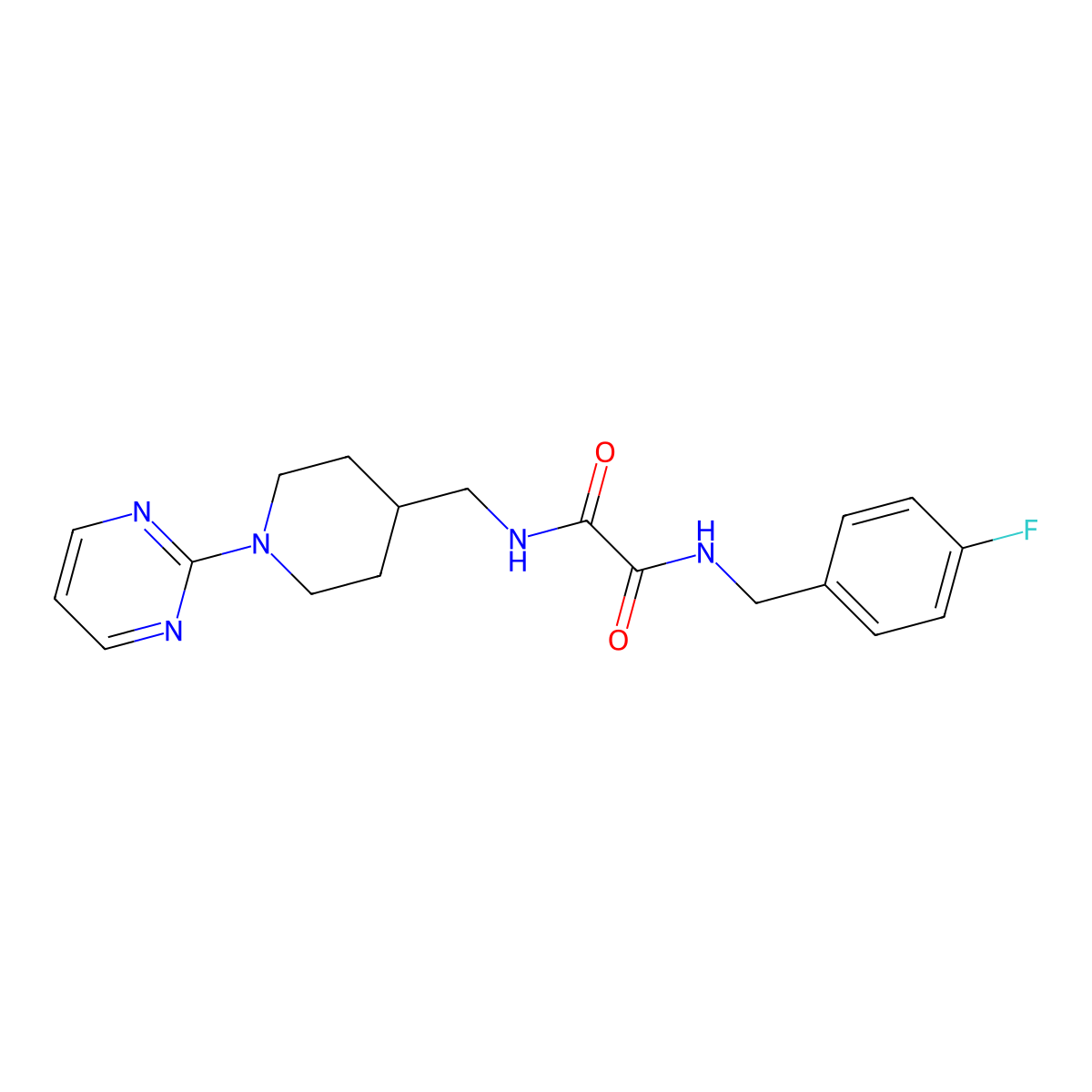 N1-(4-fluorobenzyl)-N2-((1-(pyrimidin-2-yl)piperidin-4-yl)methyl)oxalamide molecular structure, CAS 1235382-53-2