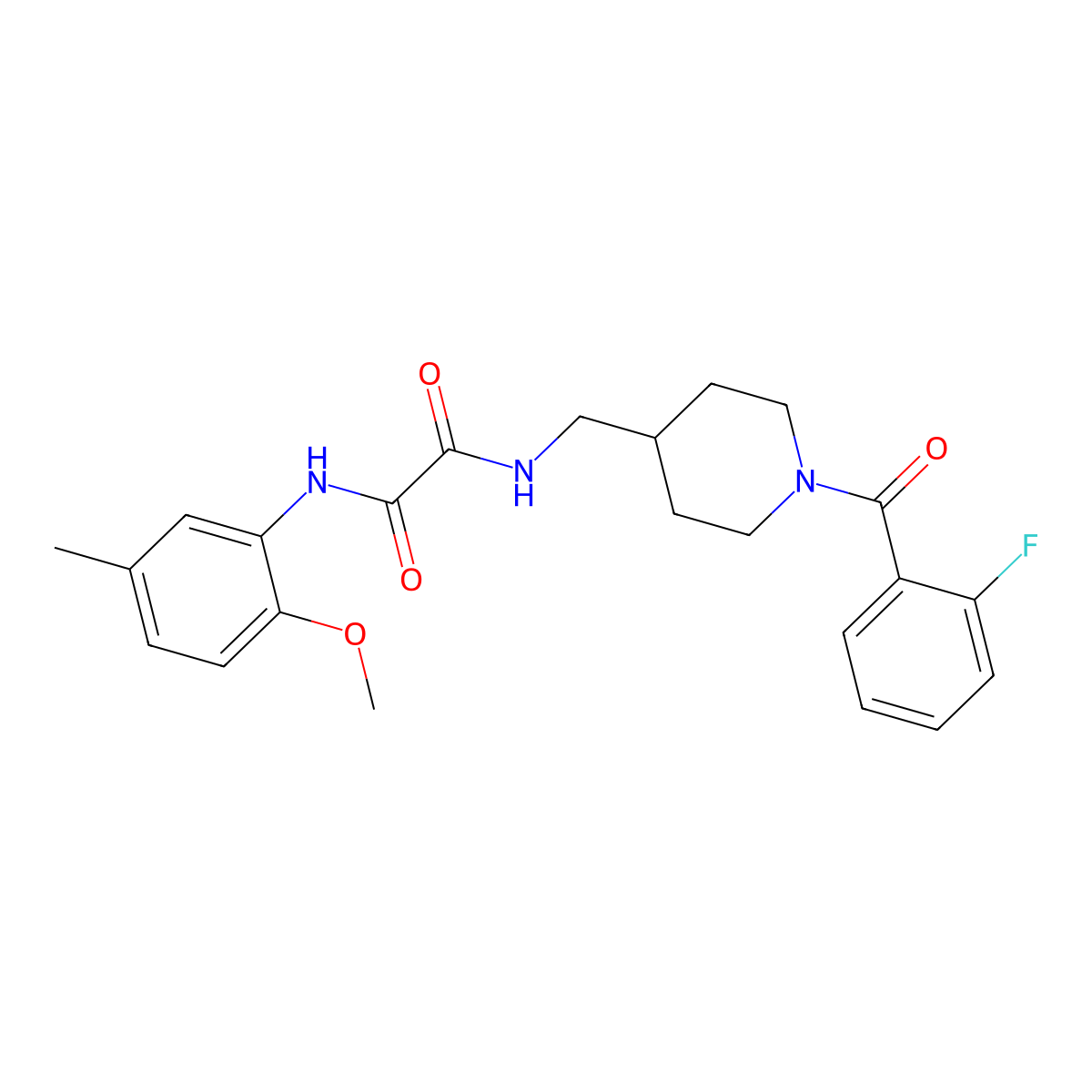 N1-((1-(2-fluorobenzoyl)piperidin-4-yl)methyl)-N2-(2-methoxy-5-methylphenyl)oxalamide molecular structure, CAS 1235383-09-1