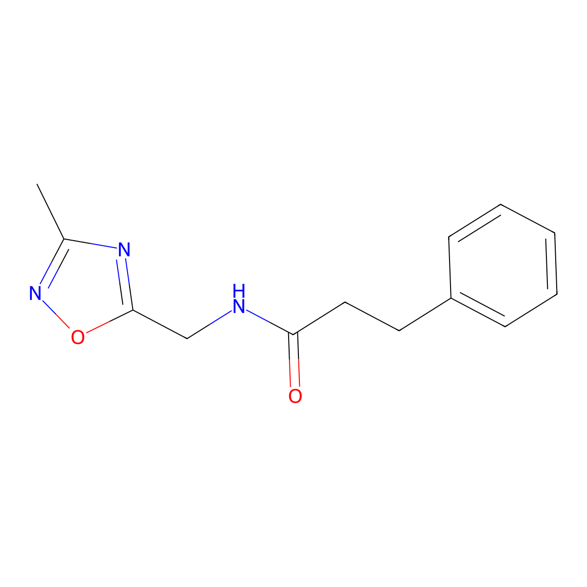N-[(3-methyl-1,2,4-oxadiazol-5-yl)methyl]-3-phenylpropanamide molecular structure, CAS 1235384-00-5