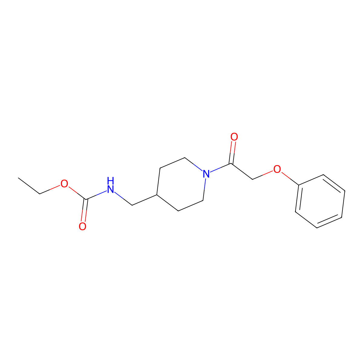 Ethyl ((1-(2-phenoxyacetyl)piperidin-4-yl)methyl)carbamate molecular structure, CAS 1235384-24-3