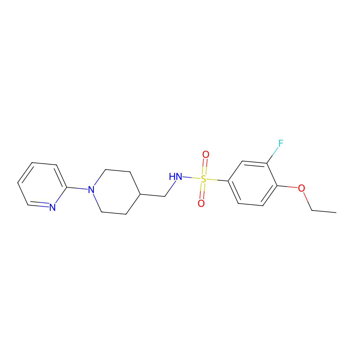 4-ethoxy-3-fluoro-N-((1-(pyridin-2-yl)piperidin-4-yl)methyl)benzenesulfonamide molecular structure, CAS 1235385-43-9