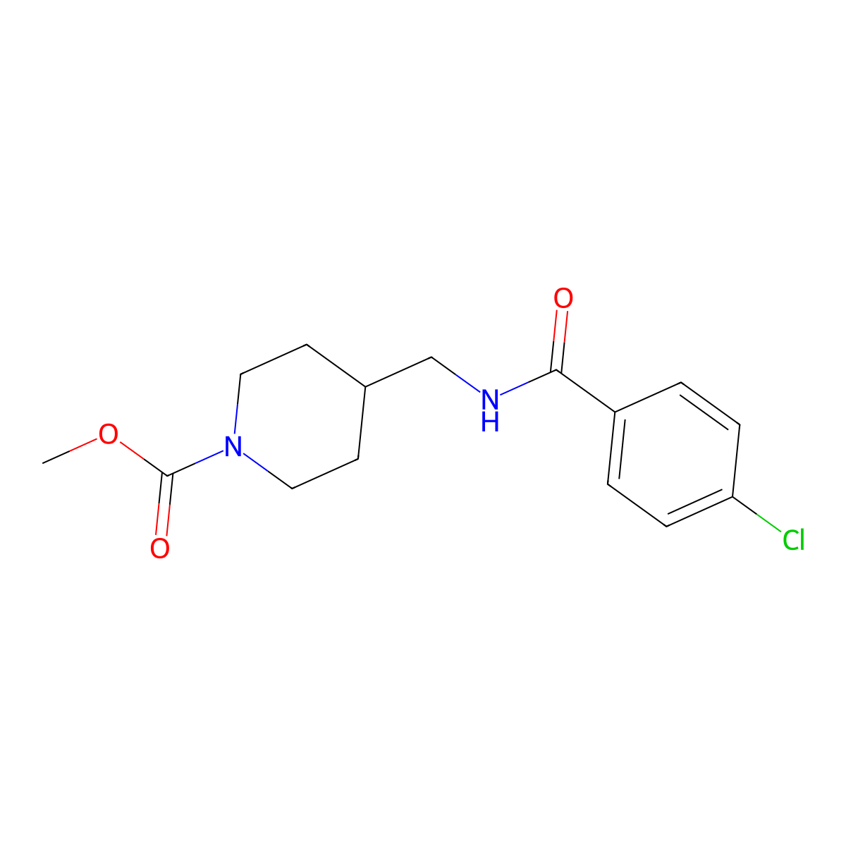 Methyl 4-((4-chlorobenzamido)methyl)piperidine-1-carboxylate molecular structure, CAS 1235386-64-7